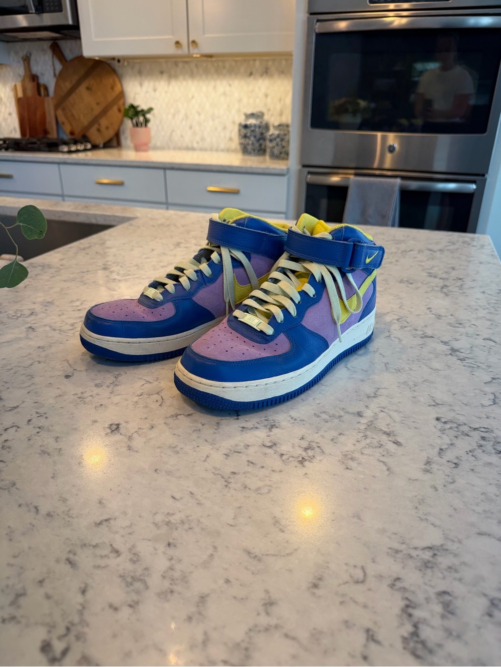 Nike Custom Women’s High-Top Sneakers in Blue, Purple & Yellow